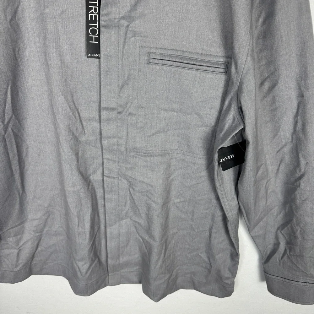 Alfani Mens Clean One Pocket‎ Heathered Shirt Jacket Casual Grey L 100185384MN
